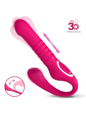 Vibrating Strapless Strap-on Thrusting & Waving Pulse, Silicon, USB, Pink