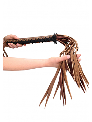 Stylish Leather Tails Whip with Handle 84 cm - Shots Media - Classic Floggers Lashes