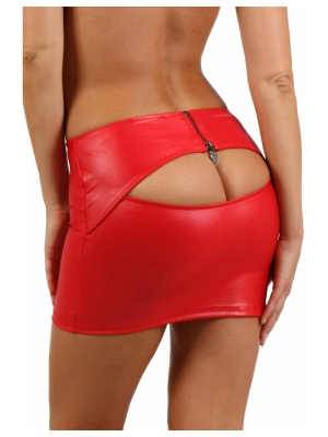Red Skirt Openwork butt Zip back