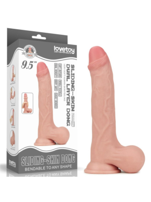 9.5'' Sliding Skin Dual Layer Dong - Whole Testicle
