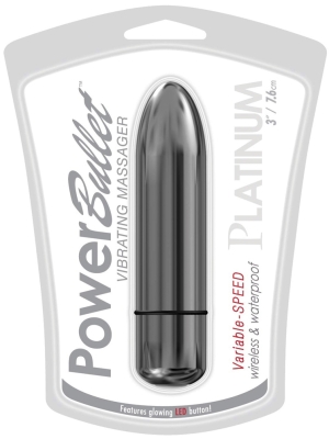 BMS Power Bullet Vibrating Massager Platinum Silver 3in