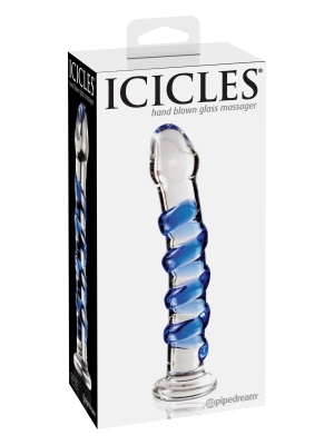 Pipedream Icicles No 5 Hand Blown Glass Clear / Blue