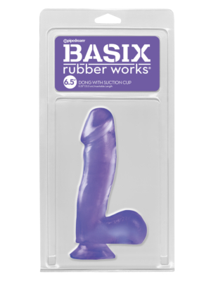 Basix Rubber Works Dong With Suction Cup Purple 6.5in
