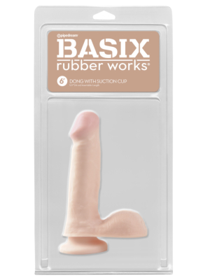 Basix 6 Inch Dong With Suction Cup - Skin