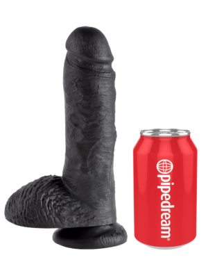 King Cock Cock with Balls Black 8in