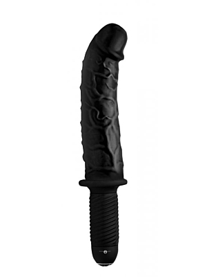 The Curved Dicktator 13 Mode Vibrating Giant Dildo Thruster - Black