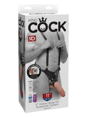 King Cock  11" Hollow Strap-On  Suspender System