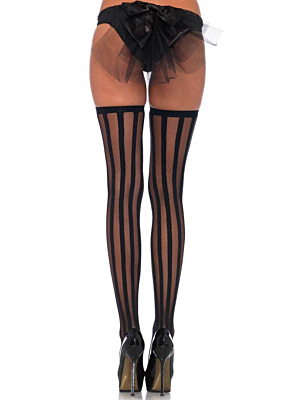 Sheer Stockings with Vertical Stripes