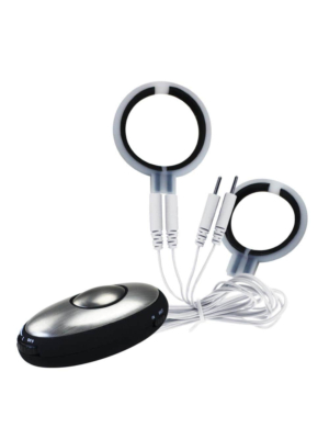 Multi-function electro, Sex kits, massager, with 2 penis enhancing rings, one CR2032 3V battery included