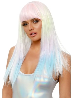 Straight bang pastel ombre wig