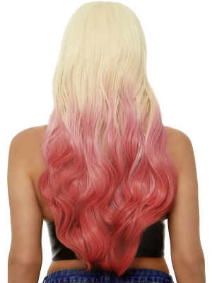 Beachy waves long ombre wig - Blond / Pink