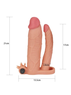 Add 3" Vibrating Double Penis Sleeve - Pleasure Extender Series Lovetoy