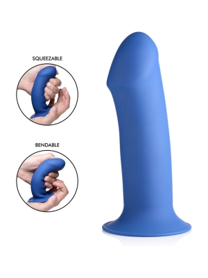 Squeezable Thick Phallic Silicone Dildo (Blue) - XR Brands