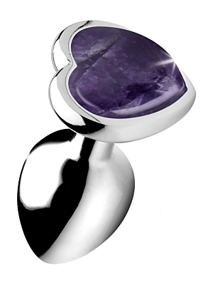 Small Anal Plug with Purple Heart Gemstone - XR Brands