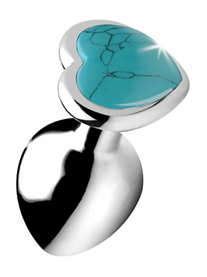 Gemstones Turquoise Heart Medium Anal Plug