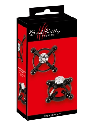Bad Kitty Nipple Clamps with Jewellery - Black