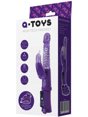 A-TOYS, Vibrator with clitoral stimulator, High-Tech fantasy, TPR, purple, 24 cm