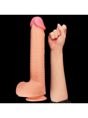 Big Trouble Dual-Layered Silicone Dildo 30 cm (Flesh)- Lovetoy - With Balls
