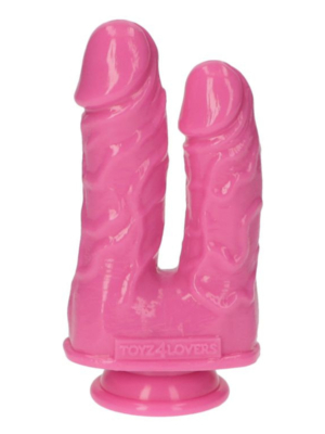 Italian Cock Caino and Abele Double Dildo (Pink) - Toyz4lovers - Veins - Suction Cup