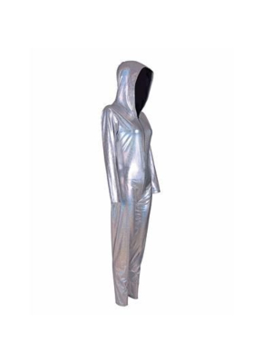 M/L Silver hooded catsuit