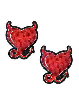 Red Glittering Hearts with Horns & Tail Nipple Pasties