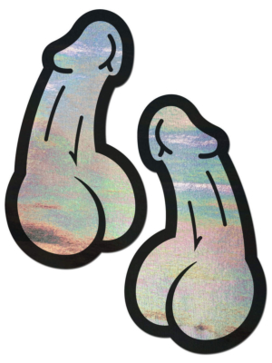 Holographic Silver Dick Nipple Pasties