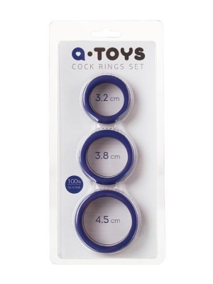A-Toys Silicone Cock Rings Set (Purple) - ToyFa - 3 Pieces
