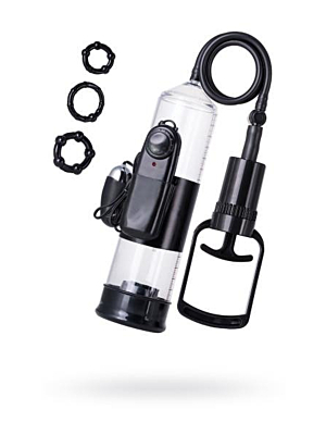 Vibrating Vacuum Penis Pump with Cock Rings Set - A-Toys