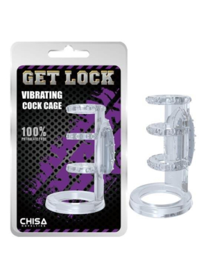 Get Lock Vibrating Cock Cage-Clear