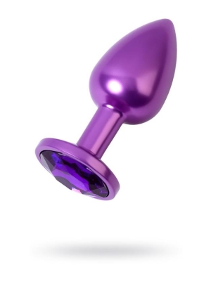 Purple anal plug Metal with purple round-shaped gem