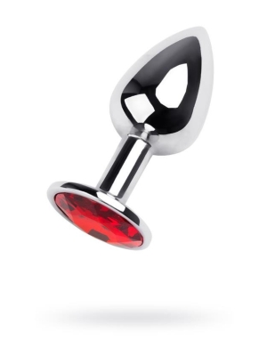 Silver anal plug Metal,with a red gem
