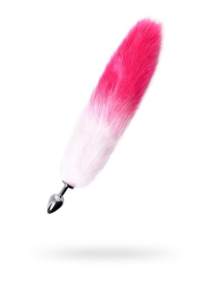 Silver anal sleeve with a white-pink tail