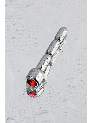 Silver Urethral Plug with Red Gem - ToyFa