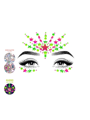 Vibe Neon Face Jewels Sticker