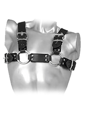 Men's Top Harness With Rings - Vegan Leather