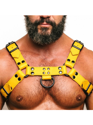 Fetish Gear Solid Colour H Front Harness - Yellow 