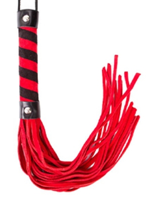 Black red leather twisted handled whip
