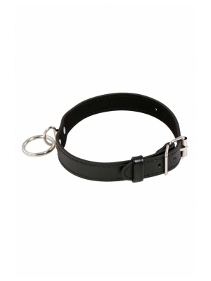 Leatherette collar with a fastening ring for a leash
