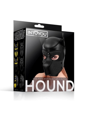 Hound Dog Hood with Removable Muzzle Black L