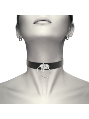 COQUETTE CHIC DESIRE HAND CRAFTED CHOKER VEGAN LEATHER - DOUBLE RING
