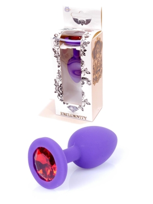 Jewellery Butt Plug Silicone Purple Small - Red Diamond