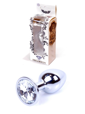 Jewellery Silver Butt Plug - Clear