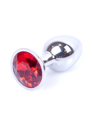 Jewellery Silver Butt Plug 7 cm - Red - Classic Anal Plug - Aluminium