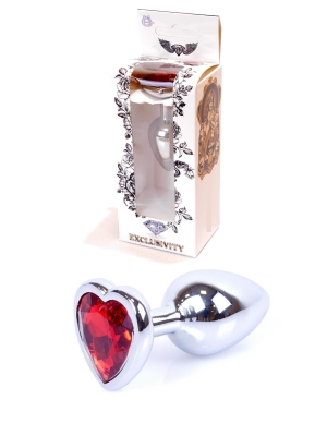 Jewellery Silver Butt Plug Heart - Red