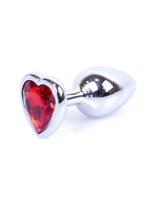 Jewellery Silver Butt Plug Heart - Red