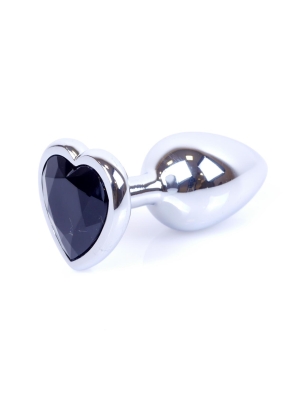 Jewellery Silver Butt Plug Heart - Black