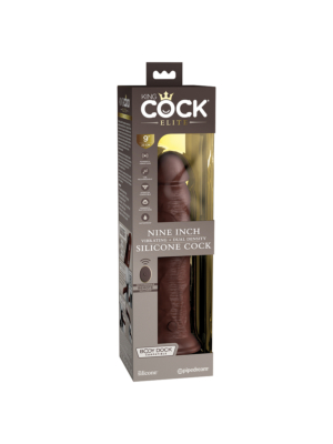 9" Vibrating Silicone Dual Density Cock with Remote Brown