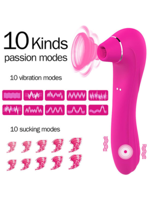 Sucking and Vibrating Massager with 10+10 Patterns - Pink