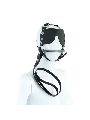 Kiotos Leather Head Harness with Eye Patch and Leash