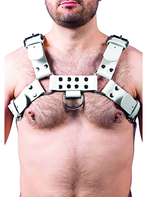 Leather Men's Harness Buckle White - Taille